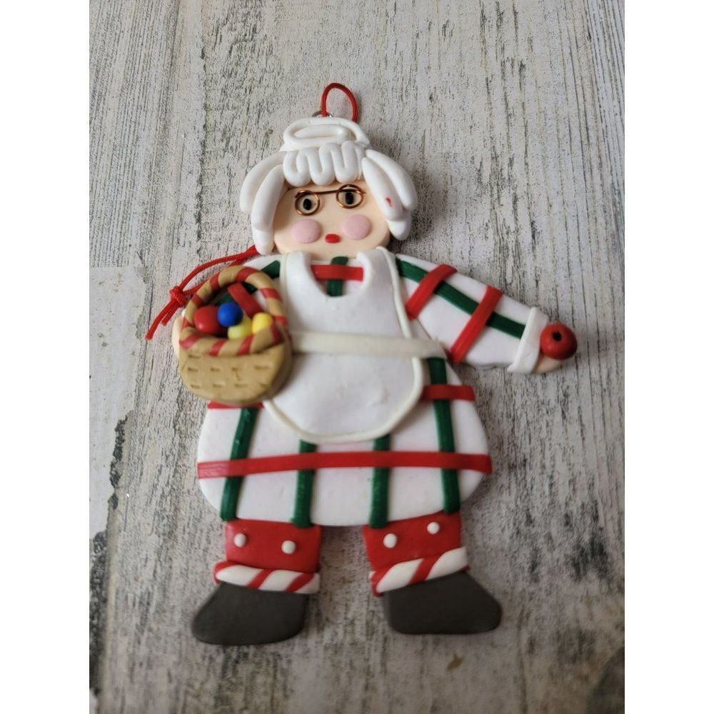 Handmade grandma apple picking ornament Xmas decor